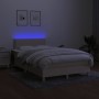 Box spring bed with mattress and LED lights cream fabric 120x190 cm by , Beds and slatted bases - Ref: Foro24-3270086, Price:...