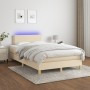 Box spring bed with mattress and LED lights cream fabric 120x190 cm by , Beds and slatted bases - Ref: Foro24-3270086, Price:...