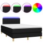 Cama box spring con colchón y luces LED tela negro 120x190 cm
