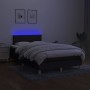 Cama box spring con colchón y luces LED tela negro 120x190 cm
