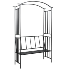 Garden arch with black iron bench 128x50x207 cm by vidaXL, Pergolas, arches and garden trellises - Ref: Foro24-47093, Price: ...