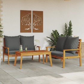 Set de muebles para jardín 3 piezas con cojines madera acacia de , Conjuntos de jardín - Ref: Foro24-3211799, Precio: 364,99 ...