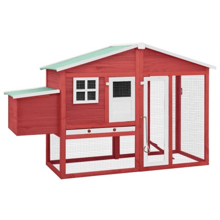 Chicken coop with nesting box solid red and white fir wood by vidaXL, Cages and habitats for small animals - Ref: Foro24-1708...