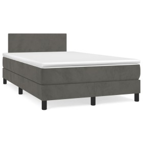 Box spring bed with dark gray velvet mattress 120x190 cm by , Beds and slatted bases - Ref: Foro24-3269826, Price: 370,34 €, ...