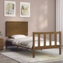 Honey brown solid wood bed frame with headboard by vidaXL, Beds and slatted bases - Ref: Foro24-3193369, Price: 142,02 €, Dis...