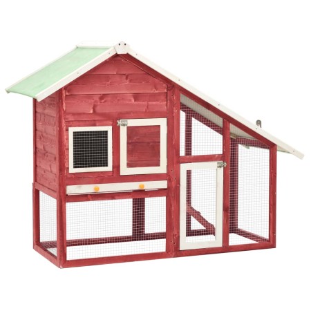 Solid red and white fir wood hutch 140x63x120 cm by vidaXL, Cages and habitats for small animals - Ref: Foro24-170871, Price:...