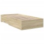 Cama con cajones madera ingeniería roble Sonoma 90x200 cm