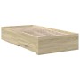 Cama con cajones madera ingeniería roble Sonoma 100x200 cm