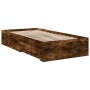 Cama con cajones madera de ingeniería roble ahumado 100x200 cm de , Camas y somieres - Ref: Foro24-3280423, Precio: 113,66 €,...