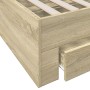 Cama con cajones madera ingeniería roble Sonoma 90x190 cm
