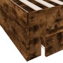 Smoked oak engineered wood bed with drawers 90x190 cm by , Beds and slatted bases - Ref: Foro24-3280437, Price: 118,28 €, Dis...