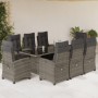 Garden dining set 9 pieces and gray synthetic rattan cushions by , Garden sets - Ref: Foro24-3212925, Price: 1,00 €, Discount: %