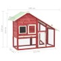 Solid red and white fir wood hutch 140x63x120 cm by vidaXL, Cages and habitats for small animals - Ref: Foro24-170871, Price:...