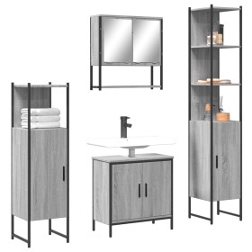 Bathroom furniture set 4 pieces sonoma gray plywood by , Bathroom furniture - Ref: Foro24-3214713, Price: 250,62 €, Discount: %