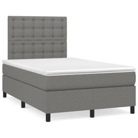 Cama box spring con colchón y LED tela marrón oscuro 120x190 cm de , Camas y somieres - Ref: Foro24-3270226, Precio: 439,99 €...