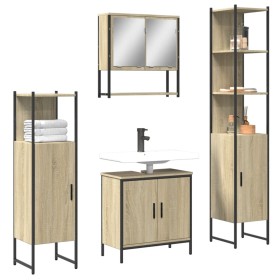 Sonoma oak plywood 4-piece bathroom furniture set by , Bathroom furniture - Ref: Foro24-3214711, Price: 255,99 €, Discount: %