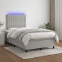 Box spring bed with mattress and LED light gray fabric 120x190 cm by , Beds and slatted bases - Ref: Foro24-3270211, Price: 4...