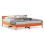 Bed frame with wax brown pine wood headboard 200x200 cm by , Beds and slatted bases - Ref: Foro24-3216211, Price: 205,43 €, D...