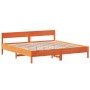 Bed frame with wax brown pine wood headboard 200x200 cm by , Beds and slatted bases - Ref: Foro24-3216211, Price: 205,43 €, D...