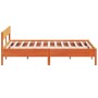 Bed frame with wax brown pine wood headboard 200x200 cm by , Beds and slatted bases - Ref: Foro24-3216211, Price: 205,43 €, D...