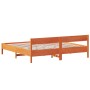 Bed frame with wax brown pine wood headboard 200x200 cm by , Beds and slatted bases - Ref: Foro24-3216211, Price: 205,43 €, D...