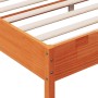 Bed frame with wax brown pine wood headboard 200x200 cm by , Beds and slatted bases - Ref: Foro24-3216211, Price: 205,43 €, D...