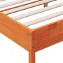 Estructura cama con cabecero madera pino marrón cera 200x200 cm