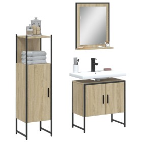 Set de muebles de baño 3 pzas madera contrachapada roble sonoma de , Muebles de baño - Ref: Foro24-3214345, Precio: 154,71 €,...