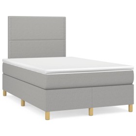 Cama box spring con colchón y LED tela gris claro 120x190 cm de , Camas y somieres - Ref: Foro24-3270239, Precio: 415,99 €, D...