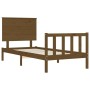 Honey brown solid wood bed frame with headboard by vidaXL, Beds and slatted bases - Ref: Foro24-3193369, Price: 142,02 €, Dis...