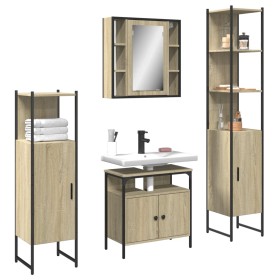 Sonoma Oak Engineered Wood 4-Piece Bathroom Furniture Set by , Bathroom furniture - Ref: Foro24-3214766, Price: 307,95 €, Dis...