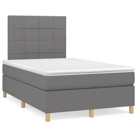 Cama box spring con colchón y LED tela marrón oscuro 120x190 cm de , Camas y somieres - Ref: Foro24-3270247, Precio: 419,88 €...