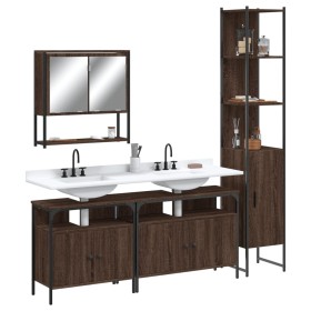 Set de muebles baño 4 pzas madera contrachapada roble marrón de , Muebles de baño - Ref: Foro24-3214689, Precio: 228,00 €, De...