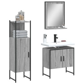 Set de muebles de baño 3 pzas madera contrachapada gris sonoma de , Muebles de baño - Ref: Foro24-3214347, Precio: 148,99 €, ...