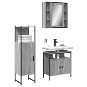 Set de muebles de baño 3 pzas madera contrachapada gris sonoma de , Muebles de baño - Ref: Foro24-3214758, Precio: 179,30 €, ...