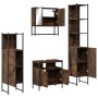 Set de muebles baño 4 pzas madera contrachapada roble ahumado de , Muebles de baño - Ref: Foro24-3214707, Precio: 250,63 €, D...