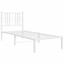 Metal bed frame with white headboard 80x200 cm by , Beds and slatted bases - Ref: Foro24-376364, Price: 65,99 €, Discount: %