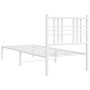 Metal bed frame with white headboard 80x200 cm by , Beds and slatted bases - Ref: Foro24-376364, Price: 65,99 €, Discount: %