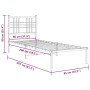 Metal bed frame with white headboard 80x200 cm by , Beds and slatted bases - Ref: Foro24-376364, Price: 65,99 €, Discount: %