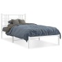 Estructura de cama de metal con cabecero blanco 90x200 cm