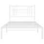 Estructura de cama de metal con cabecero blanco 90x200 cm de , Camas y somieres - Ref: Foro24-376366, Precio: 68,20 €, Descue...