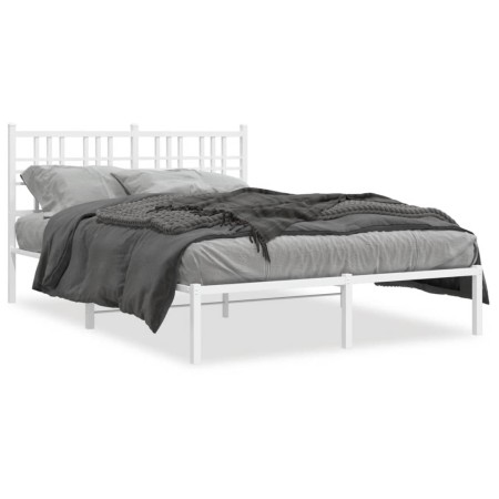 Estructura de cama de metal con cabecero blanca 120x190 cm de , Camas y somieres - Ref: Foro24-376370, Precio: 101,36 €, Desc...