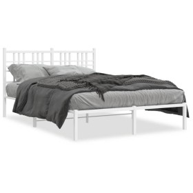 Metal bed frame with white headboard 135x190 cm by , Beds and slatted bases - Ref: Foro24-376372, Price: 104,87 €, Discount: %