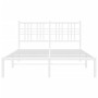 Metal bed frame with white headboard 135x190 cm by , Beds and slatted bases - Ref: Foro24-376372, Price: 104,99 €, Discount: %