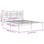 Metal bed frame with white headboard 135x190 cm by , Beds and slatted bases - Ref: Foro24-376372, Price: 104,99 €, Discount: %