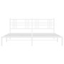 Metal bed frame with white headboard 193x203 cm by , Beds and slatted bases - Ref: Foro24-376379, Price: 118,99 €, Discount: %