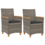 Garden chairs and cushions 2 pcs gray PE rattan and solid wood by , Garden chairs - Ref: Foro24-368721, Price: 203,99 €, Disc...