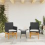 Garden chairs with cushion 2 pcs black PE rattan and acacia wood by , Garden chairs - Ref: Foro24-368714, Price: 194,99 €, Di...