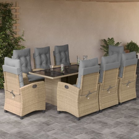 9-teiliges Garten-Essset mit beigen Kissen aus synthetischem Rattan von , Gartensets - Ref: Foro24-3212696, Preis: 1,00 €, Ra...