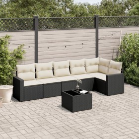 7-teiliges Garten-Essset und schwarze Kissen aus synthetischem Rattan von , Modulare Sofas für den Außenbereich - Ref: Foro24...